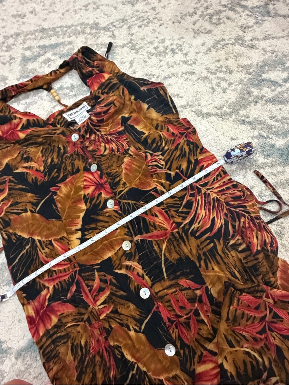 California Krush Vintage Tropical Print Rayon Maxi Dress M - Picture 7 of 7